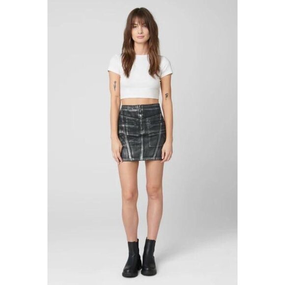 BLANKNYC Coated Denim Miniskirt Size 27 Blck New With Tag - Picture 1 of 5